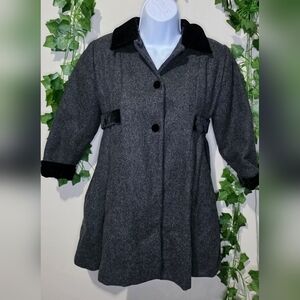 Sz 5 • Rothschild Charcoal Pea Coat with Velvet Accents